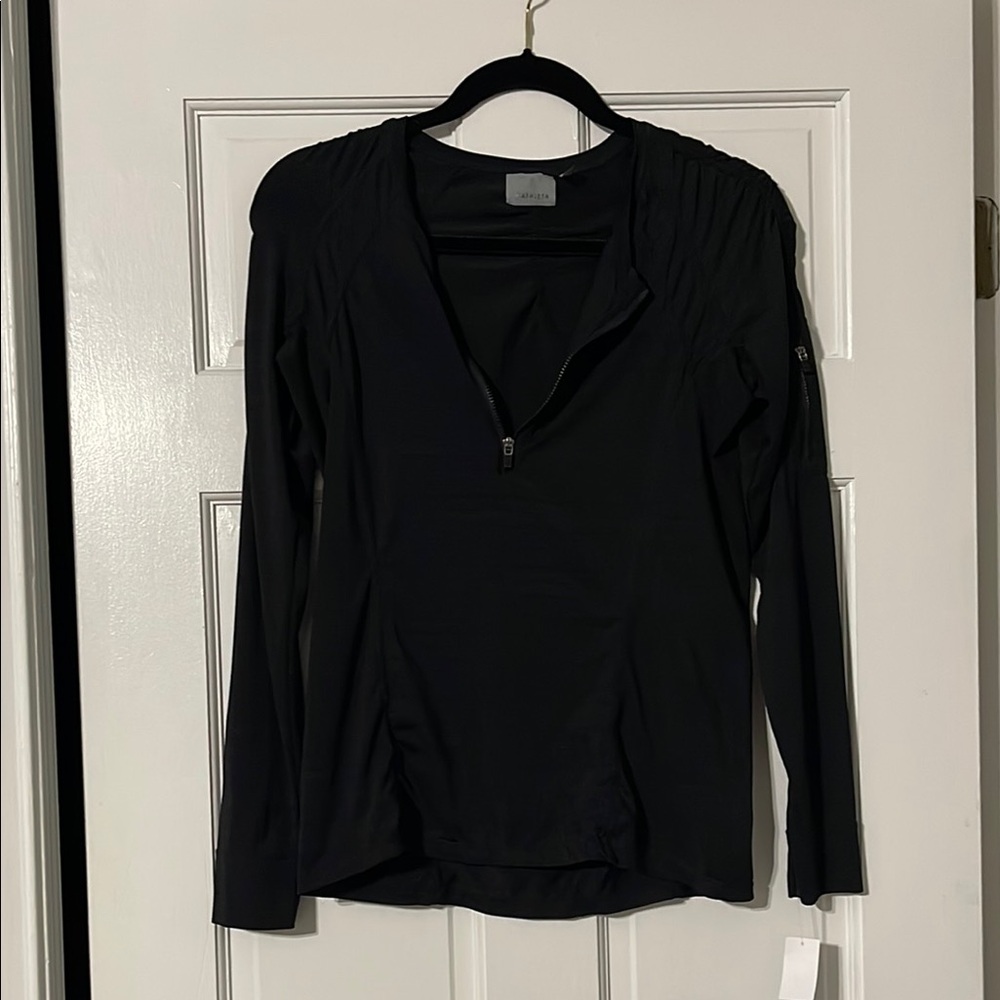Athleta Black Long Sleeve Polo Top